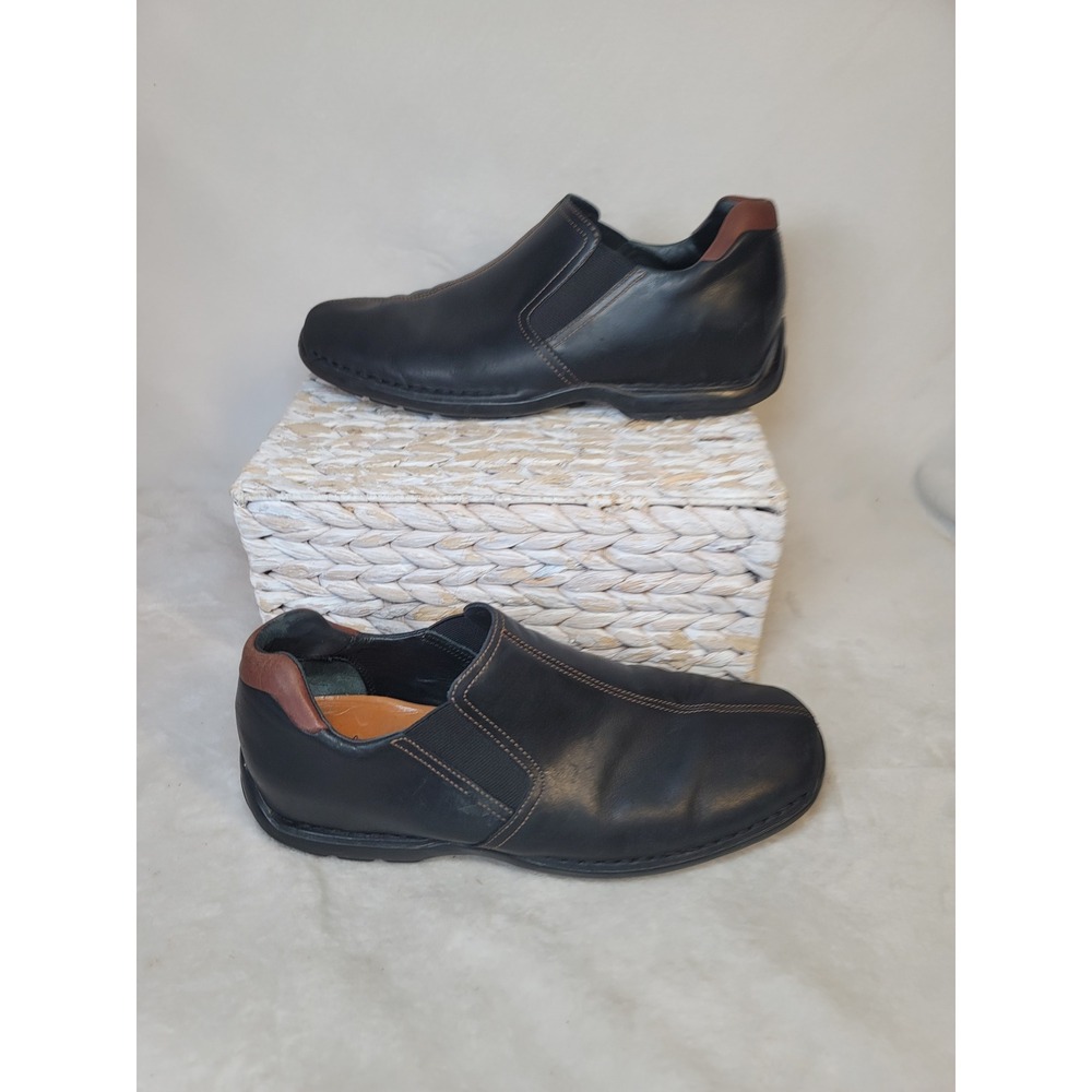 Cole Haan Men Zeno Black Leather Slip On Loafers Square Toe Size 11.5 Minimalist